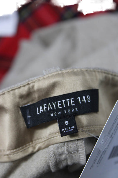 Lafayette 148 New York Womens Wool High Waisted Pleated Trouser Pants Brown Sz 8
