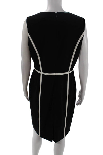 Calvin Klein Womens Printed Crew Neck Zip Back Shift Dress Black Size 10