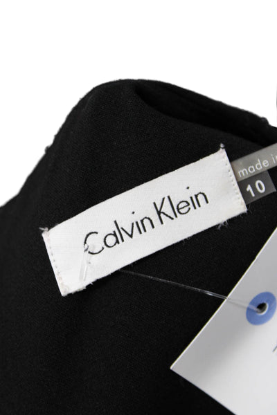 Calvin Klein Womens Printed Crew Neck Zip Back Shift Dress Black Size 10