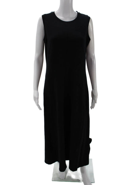Magaschoni Womens Cotton Crew Neck Sleeveless A-Line Dress Black Size Large