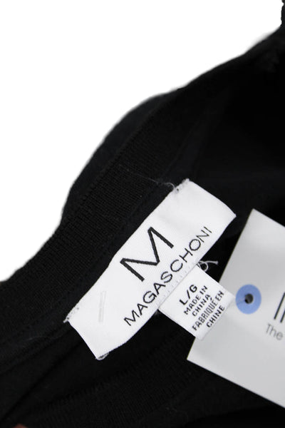 Magaschoni Womens Cotton Crew Neck Sleeveless A-Line Dress Black Size Large