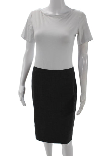 Theory Womens Back Zip Knee Length Pencil Skirt Gray Wool Size 2