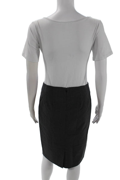 Theory Womens Back Zip Knee Length Pencil Skirt Gray Wool Size 2