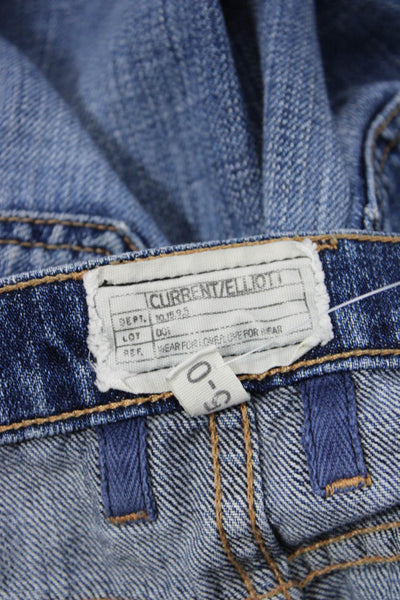 Current/Elliott Womens Zipper Fly Mid Rise Straight Leg Jeans Blue Denim Size 25