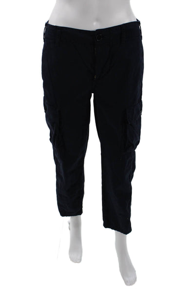 Frame Womens Zipper Fly Mid Rise Straight Cargo Pants Navy Cotton Size 26