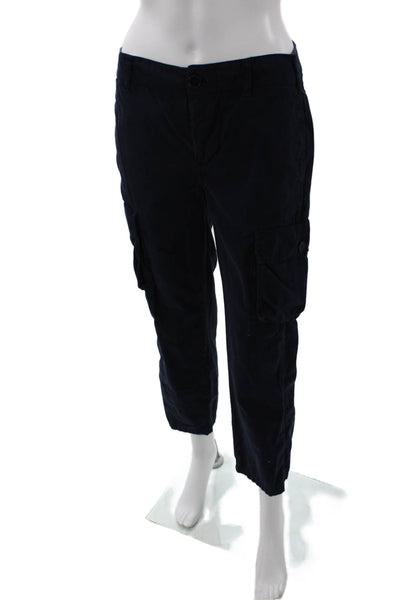 Frame Womens Zipper Fly Mid Rise Straight Cargo Pants Navy Cotton Size 26