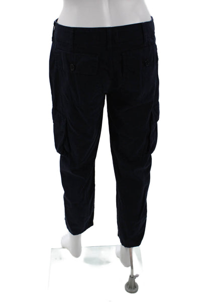Frame Womens Zipper Fly Mid Rise Straight Cargo Pants Navy Cotton Size 26