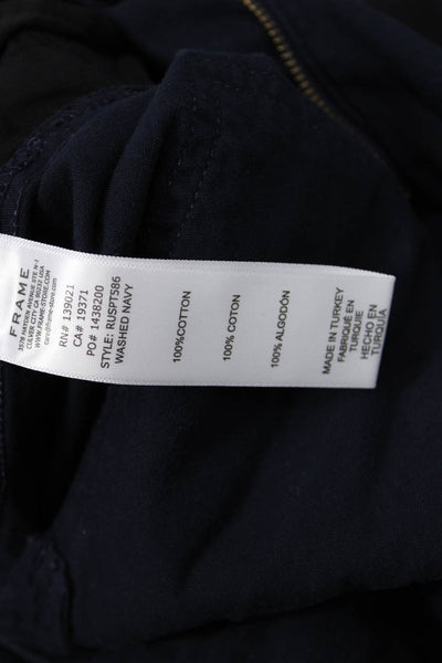 Frame Womens Zipper Fly Mid Rise Straight Cargo Pants Navy Cotton Size 26