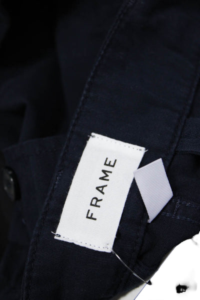 Frame Womens Zipper Fly Mid Rise Straight Cargo Pants Navy Cotton Size 26
