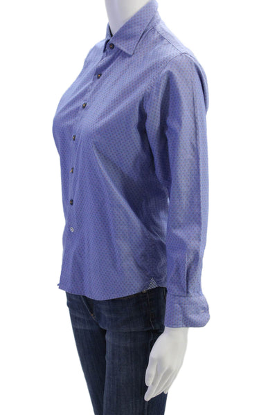 Robert Graham Boys Button Front Collared Printed Dress Shirt Blue Size 10-12