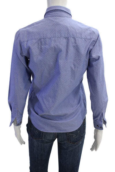 Robert Graham Boys Button Front Collared Printed Dress Shirt Blue Size 10-12