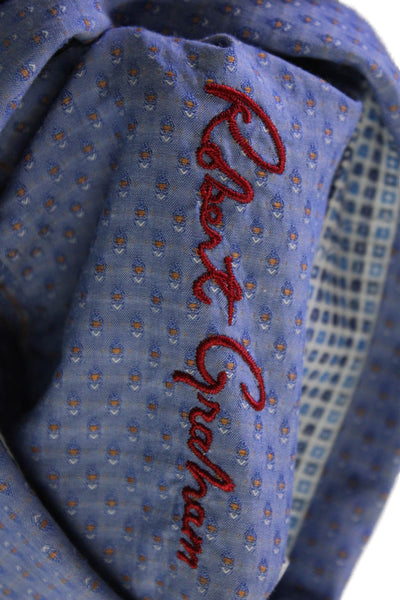 Robert Graham Boys Button Front Collared Printed Dress Shirt Blue Size 10-12