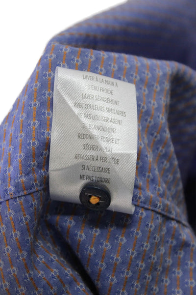 Robert Graham Boys Button Front Collared Printed Dress Shirt Blue Size 10-12