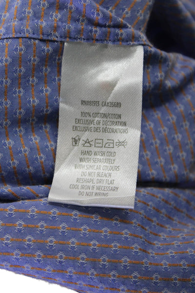 Robert Graham Boys Button Front Collared Printed Dress Shirt Blue Size 10-12