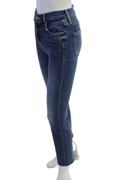 Mother Womens Cotton Mid-Rise Skinny Jeans Blue Size 24
