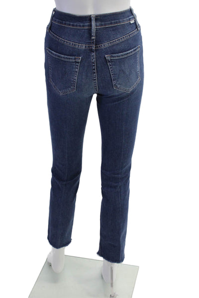 Mother Womens Cotton Mid-Rise Skinny Jeans Blue Size 24