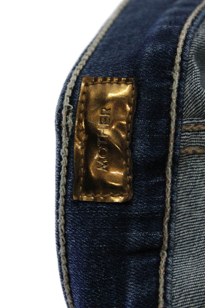 Mother Womens Cotton Mid-Rise Skinny Jeans Blue Size 24