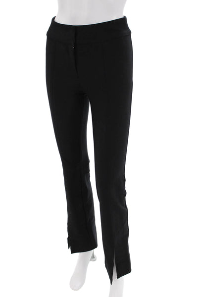 Derek Lam 10 Crosby Womens Zipper Fly Mid Rise Slit Flare Pants Black Size 00