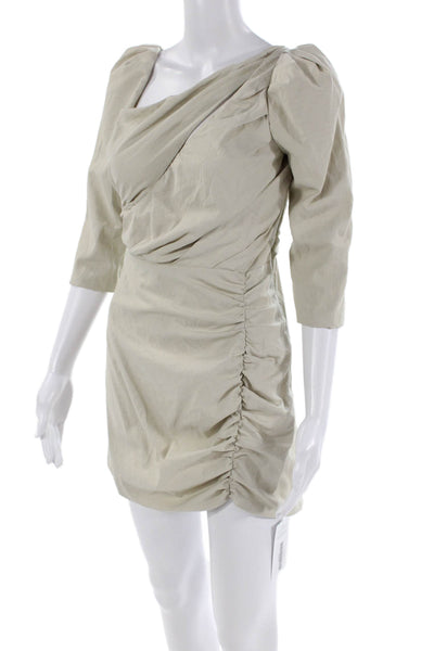 Atoir Womens 3/4 Sleeve Cut Out Ruched Mini Perfect Places Dress Beige Size 4