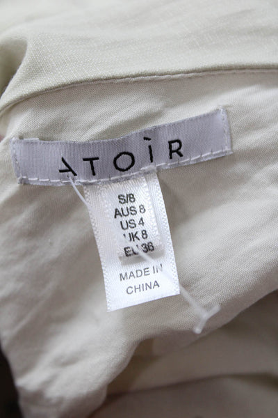 Atoir Womens 3/4 Sleeve Cut Out Ruched Mini Perfect Places Dress Beige Size 4