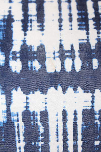 Vince Womens Long Sleeve Scoop Neck Abstract Shirt White Navy Cotton Size Small