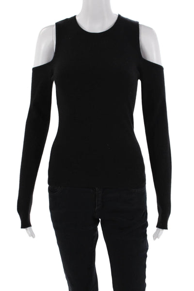 Michael Kors Womens Long Sleeve Cold Shoulder Cashmere Sweater Black Size Small