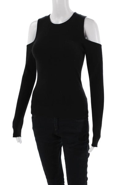 Michael Kors Womens Long Sleeve Cold Shoulder Cashmere Sweater Black Size Small