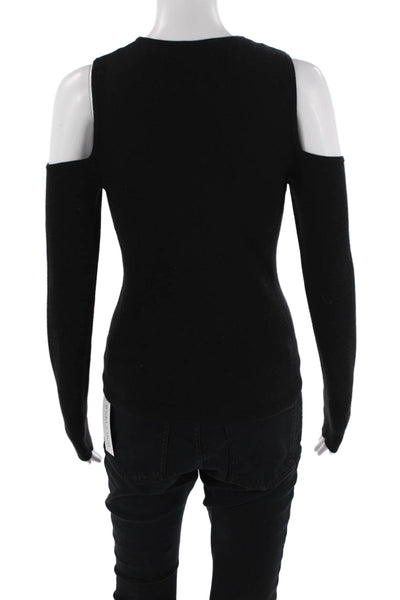 Michael Kors Womens Long Sleeve Cold Shoulder Cashmere Sweater Black Size Small