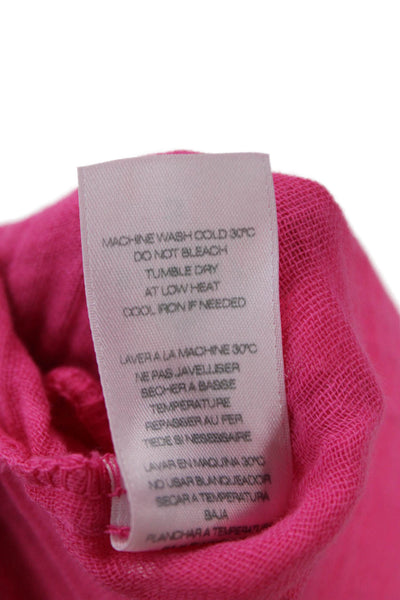 Sundry Womens Button Front Long Sleeve Collared Gauze Shirt Pink Cotton Size 3