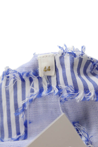 Sarte Pettegole Womens Sleeveless Boat Neck Floral Striped Top Blue White IT 44