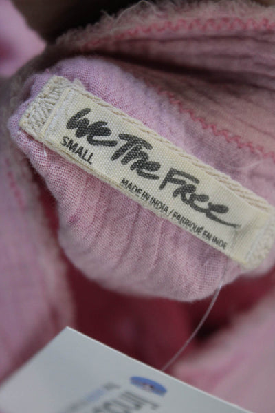 We The Free Womens Cotton Raw Hem Detail Buttoned Blouse Pink Size S