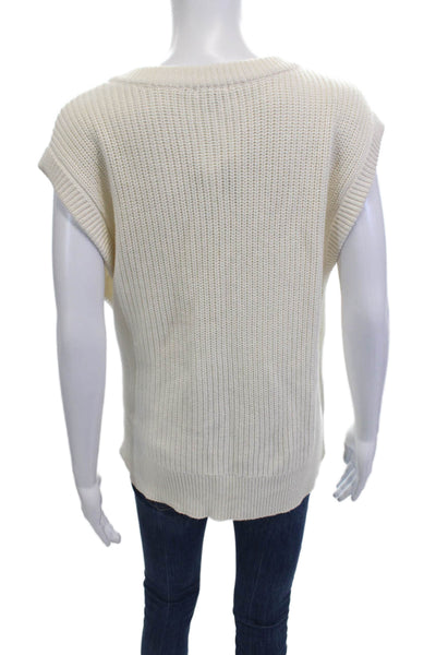 Rails Womens Cotton V-Neck Knitted Sleeveless Sweater White Size M