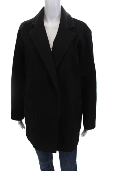 Zara Womens Notched Collar Open Front Pocketed Jacket Black Size S