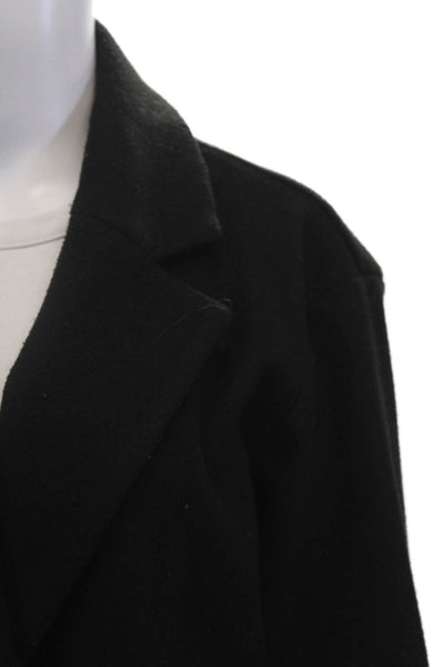 Zara Womens Notched Collar Open Front Pocketed Jacket Black Size S