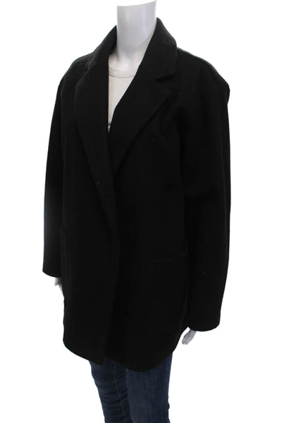 Zara Womens Notched Collar Open Front Pocketed Jacket Black Size S