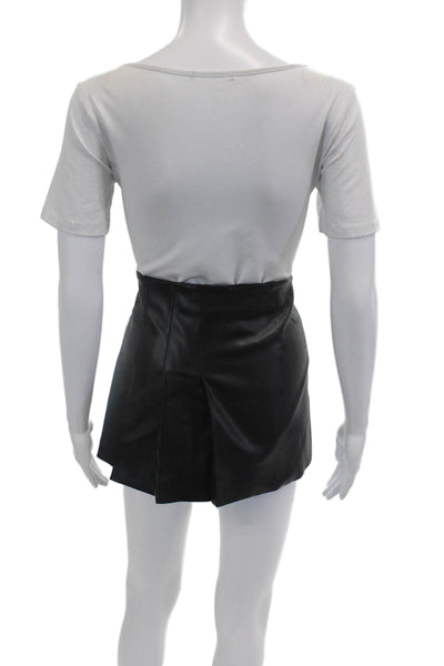 MNG Womens Faux Leather Pleated Detail Side Zippered Mini Skirt Black Size XS