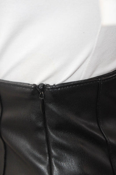 MNG Womens Faux Leather Pleated Detail Side Zippered Mini Skirt Black Size XS