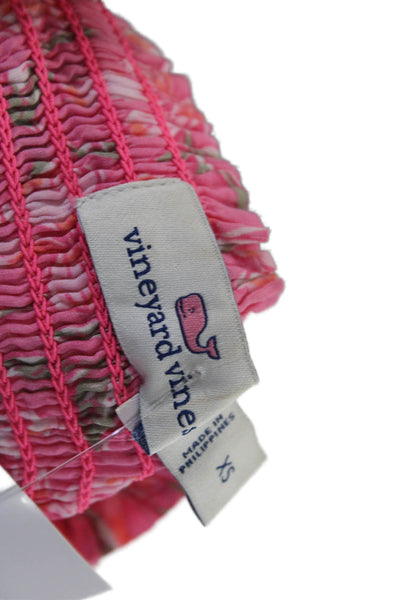 Vineyard Vines Womens Cotton Smocked Floral Layered Mini Skirt Pink Size XS