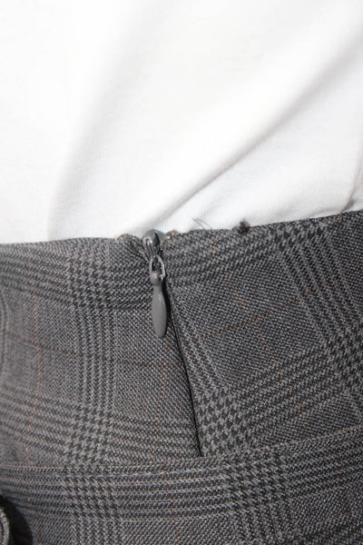 Zara Womens Plaid Pleated Detail Buckled Detail Mini Skort Gray Size XS