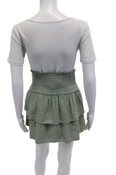 Vineyard Vines Womens Cotton Smocked Detail Layered Mini Skirt Green Size XS