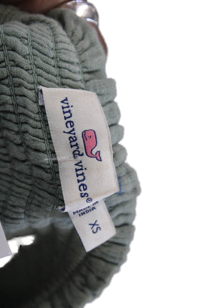 Vineyard Vines Womens Cotton Smocked Detail Layered Mini Skirt Green Size XS
