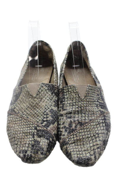TOMS Womens Snakeskin Print Flats Beige Size 8
