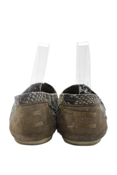TOMS Womens Snakeskin Print Flats Beige Size 8