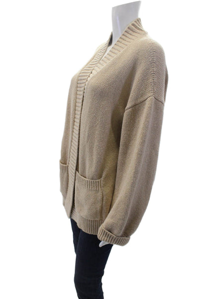 One Grey Day Womens Cotton Long Sleeve Open Front Cardigan Beige Size S