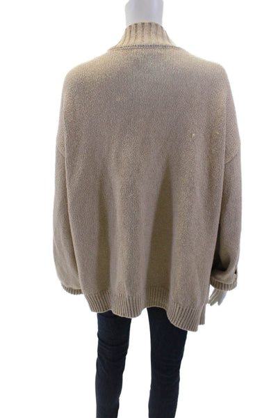 One Grey Day Womens Cotton Long Sleeve Open Front Cardigan Beige Size S