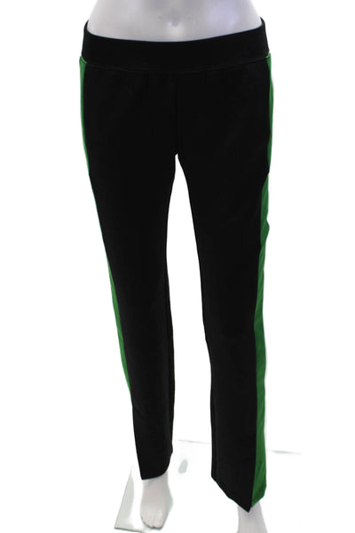 Pam & Gela Womens Elastic Waist Striped Trim Ankle Slit Pants Black Size P