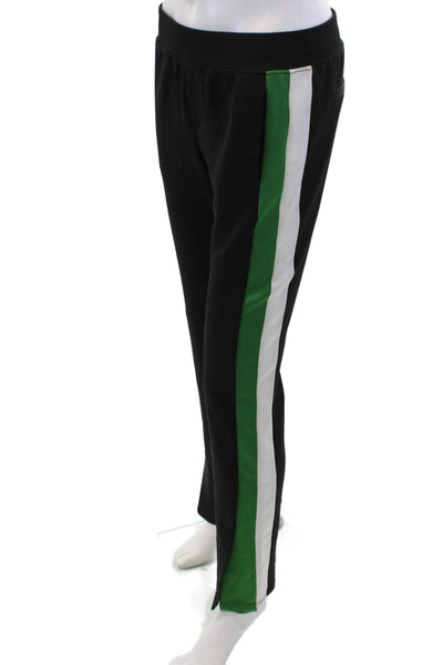 Pam & Gela Womens Elastic Waist Striped Trim Ankle Slit Pants Black Size P