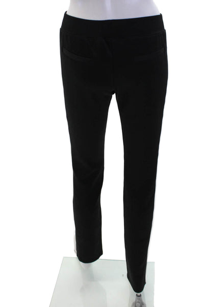 Pam & Gela Womens Elastic Waist Striped Trim Ankle Slit Pants Black Size P