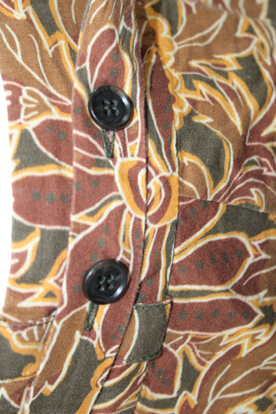 Nanushka Womens Floral Print Buttoned Belted Straight Leg Pants Brown Size M