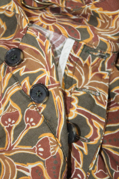 Nanushka Womens Floral Print Buttoned Belted Straight Leg Pants Brown Size M